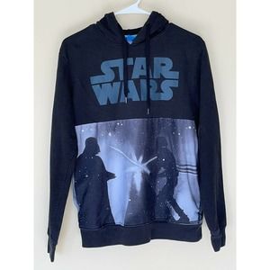 Star Wars Hoodie Lucas Films Black Pullover Mens Medium Vintage Sweatshirt
